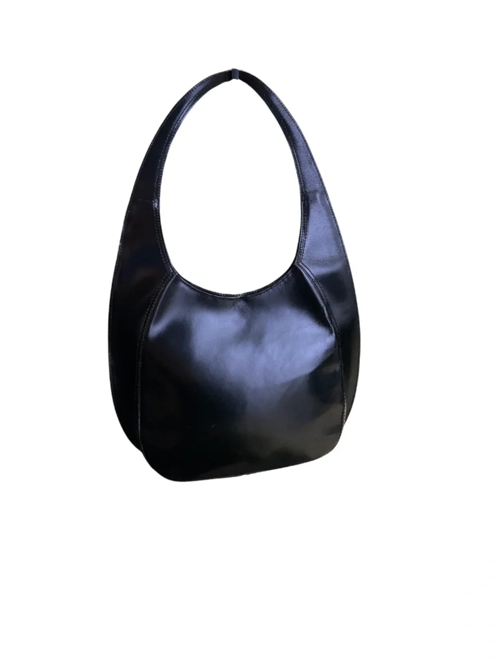 Vintage Bottega Veneta Black Leather Half Moon Shoulder Bag